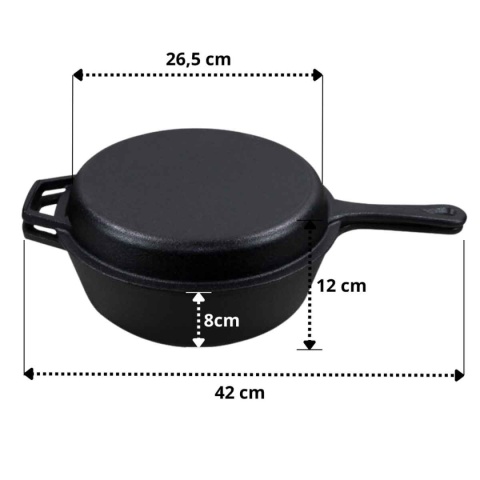 RONDEL ŻELIWNY Z PATETLNIĄ 3w1 HAGE RONDEL PATELNIA BRYTFANNA