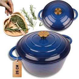 EMALIOWANY GARNEK ŻELIWNY 24cm 4L HAGE NIEBIESKI