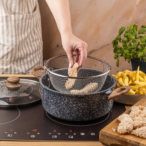 GARNEK MARMUROWY Z KOSZEM DO SMAŻENIA KINGHOFF KH-1985 4L