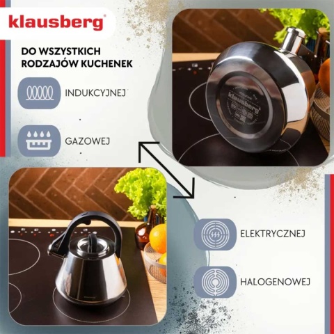 CZAJNIK STALOWY Z GWIZDKIEM 2,5L KLAUSBERG KB-7947