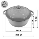 EMALIOWANY GARNEK ŻELIWNY 24cm 4L HAGE SZARY
