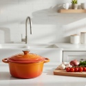 EMALIOWANY GARNEK ŻELIWNY 26cm 5L HAGE ORANGE