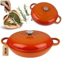 EMALIOWANY GARNEK ŻELIWNY PŁASKI 30cm 3L HAGE ORANGE