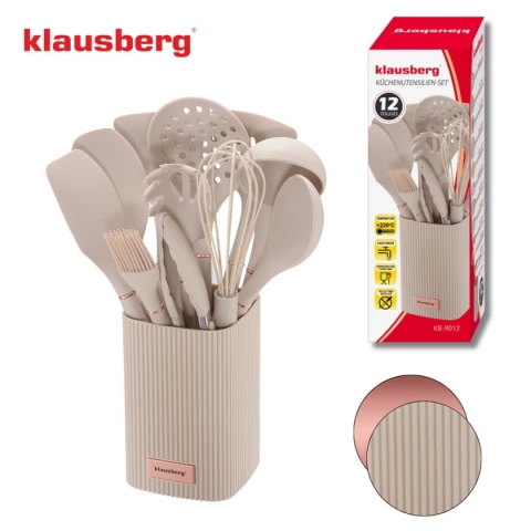ZESTAW 12 SILIKONOWYCH PRZYBORÓW KUCHENNYCH W STOJAKU KLAUSBERG KB-9012
