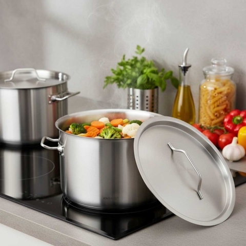 GARNEK GASTRONOMICZNY Z POKRYWĄ STALOWĄ Ø32cm 17L KINGHOFF KH-2023