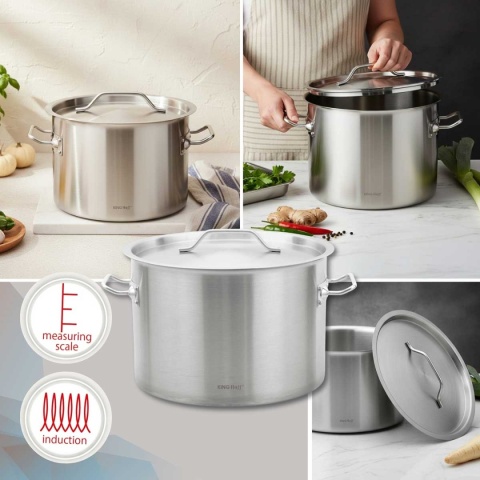 GARNEK GASTRONOMICZNY Z POKRYWĄ STALOWĄ Ø36cm 24L KINGHOFF KH-2024