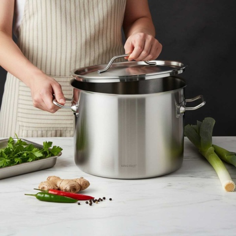 GARNEK GASTRONOMICZNY Z POKRYWĄ STALOWĄ Ø36cm 24L KINGHOFF KH-2024