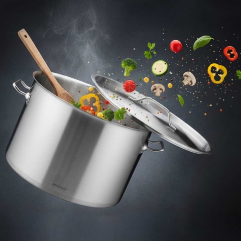 GARNEK GASTRONOMICZNY Z POKRYWĄ STALOWĄ Ø38cm 27L KINGHOFF KH-2025