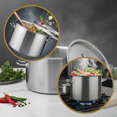 GARNEK GASTRONOMICZNY Z POKRYWĄ STALOWĄ Ø40cm 32L KINGHOFF KH-2026
