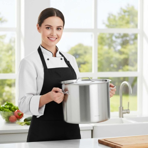 GARNEK GASTRONOMICZNY Z POKRYWĄ STALOWĄ Ø45cm 44L KINGHOFF KH-2027