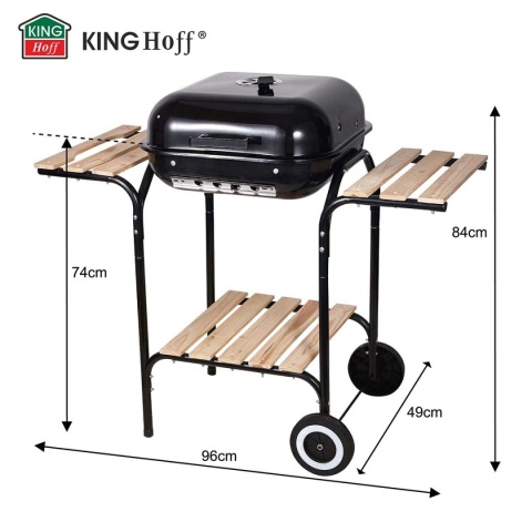 GRILL WĘGLOWY NA KÓŁKACH Z PÓŁKAMI KINGHOFF KH-2034