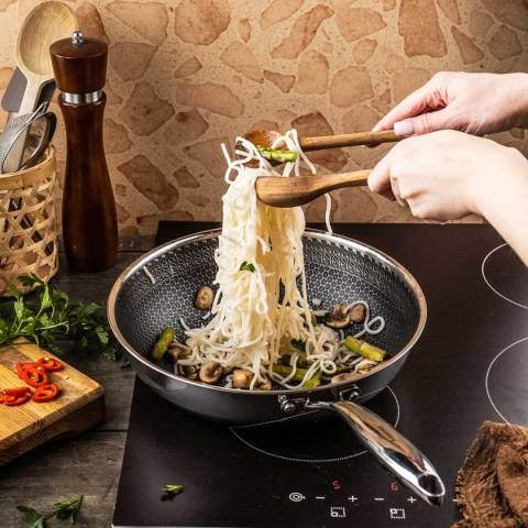 PATELNIA STALOWA WOK 28cm Z POWŁOKĄ PLASTER MIODU KLAUSEBRG KB-9024