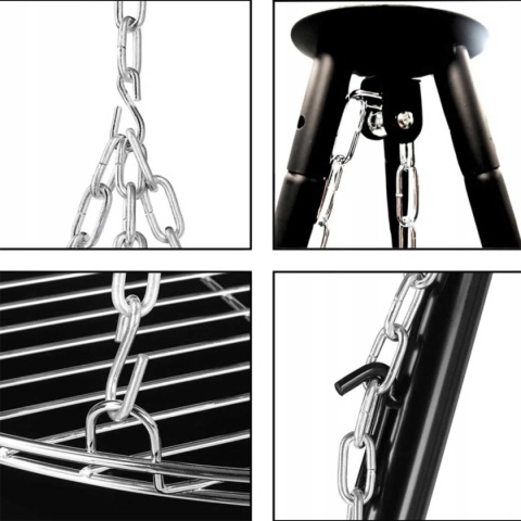 TRÓJNÓG STALOWY 15Ocm Z RUSZTEM 50cm GRILL DO PALENISK OGRODOWYCH