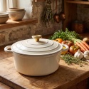 EMALIOWANY GARNEK ŻELIWNY 24cm 4L HAGE CREAM