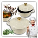 EMALIOWANY GARNEK ŻELIWNY 24cm 4L HAGE CREAM