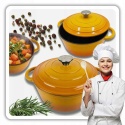 EMALIOWANY GARNEK ŻELIWNY 24cm 4L HAGE MUSZTARDOWY