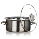 GARNEK EMALIOWANY 24cm 3,7L Z POKRYWĄ BANQUET METALLIC BLACK