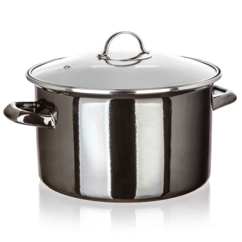 GARNEK EMALIOWANY 24cm 3,7L Z POKRYWĄ BANQUET METALLIC BLACK