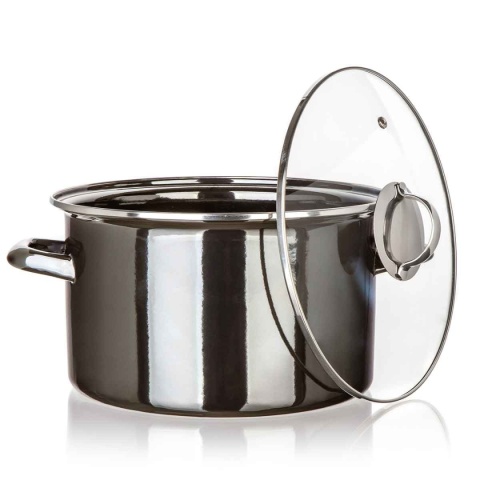 GARNEK EMALIOWANY 24cm 3,7L Z POKRYWĄ BANQUET METALLIC BLACK