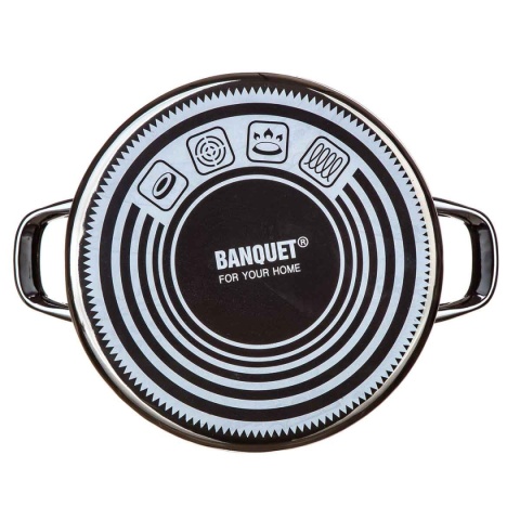 GARNEK EMALIOWANY 24cm 3,7L Z POKRYWĄ BANQUET METALLIC BLACK