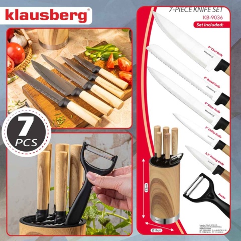 ZESTAW NOŻY KUCHENNYCH W BLOKU KLAUSBERG KB-9036