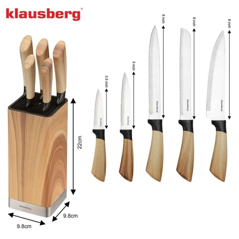 ZESTAW NOŻY KUCHENNYCH W BLOKU KLAUSBERG KB-9035