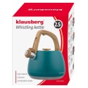 CZAJNIK STALOWY Z GWIZDKIEM 2,5L KLAUSBERG KB-9040 TURKUSOWY