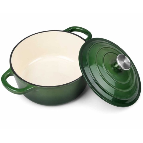 EMALIOWANY GARNEK ŻELIWNY 24cm 4,2L ZIELONY 7751