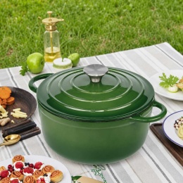 EMALIOWANY GARNEK ŻELIWNY 28cm 5,9L ZIELONY 7752