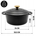 EMALIOWANY GARNEK ŻELIWNY 24cm 4L HAGE CZARNY MAT