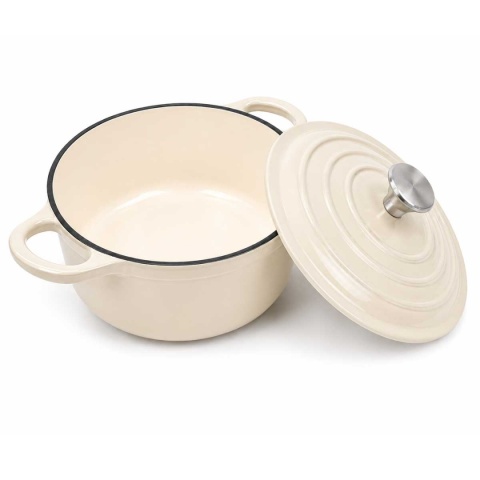 EMALIOWANY GARNEK ŻELIWNY 28cm 5,9L KREMOWY 7766