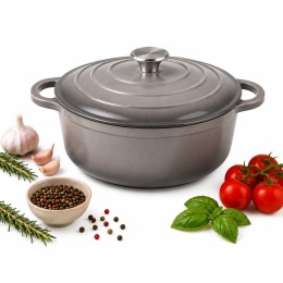 EMALIOWANY GARNEK ŻELIWNY 28cm 5,9L SZARY 7721